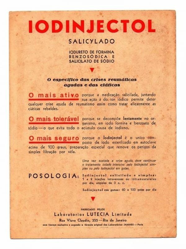 | Casa do Colecionador Propaganda Antiga Remedio Iodinjectol Lab. Lutecia - Anos 40