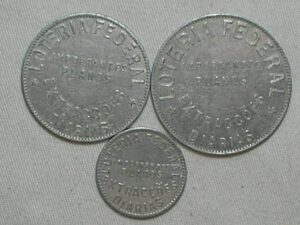 Raras - 3 Fichas 1 / 10 / 20 Loteria Federal Extrações Diárias / Importantes planos / Anos 1940/50/60