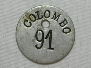 > Raríssima ficha da Confeitaria Colombo do Rio de Janeiro, nº 91 / Unifacial