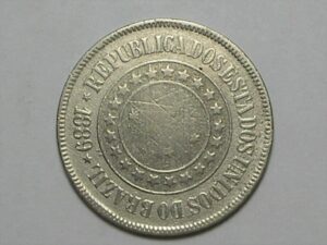 Reverso Horizontal) 200 réis - 1889 ... Cu/Niquel - República