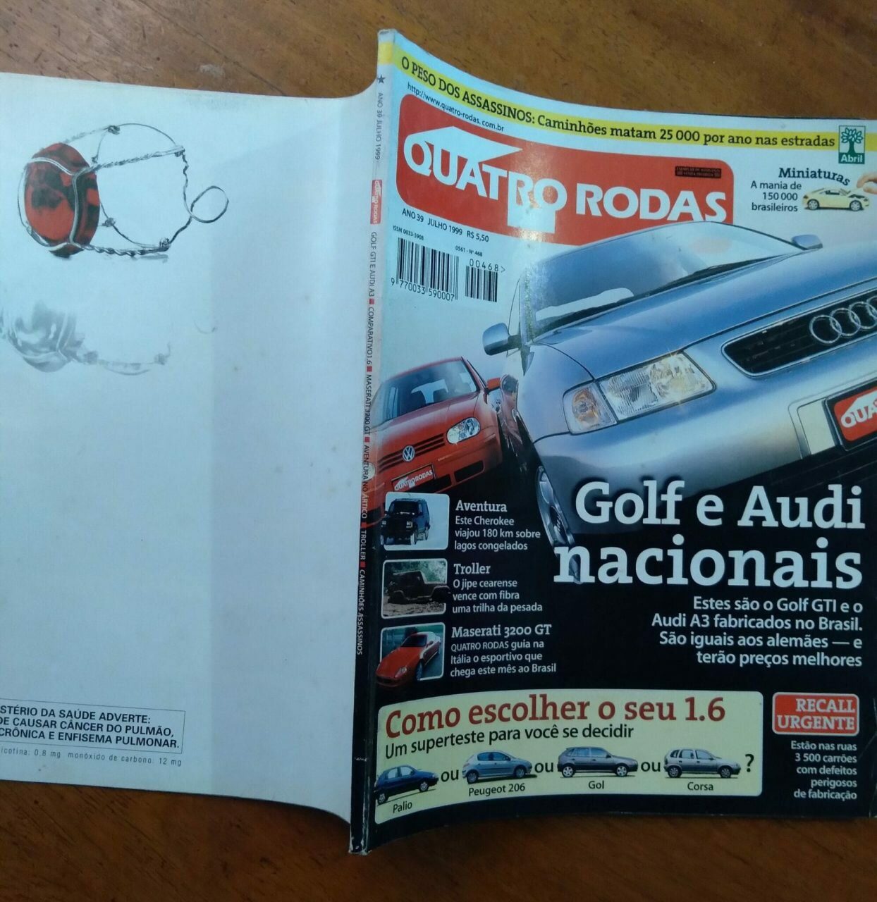 | Casa do Colecionador Revista Abril Quatro Rodas 468 1999 / Golf e Audi Nacionais