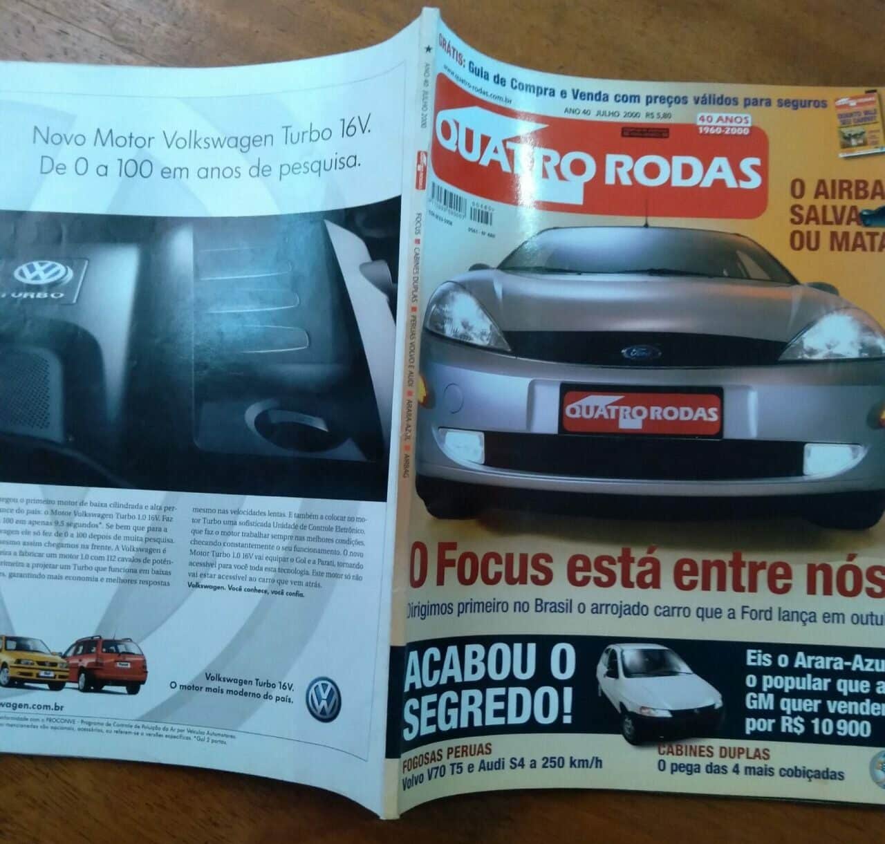 | Casa do Colecionador Revista Abril Quatro Rodas 480 2000 / Focus Volvo Audi Airbag