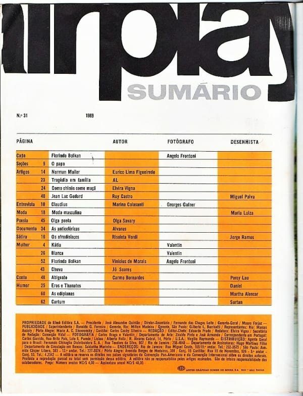 | Casa do Colecionador Revista Fairplay N° 31 - Setembro de 1969 - Florinda Bolkan