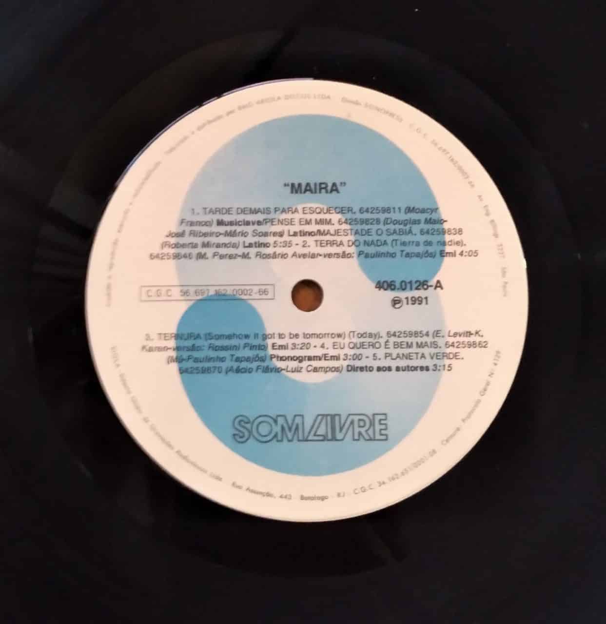 | Casa do Colecionador Vinil LP Som livre 1991 / Maíra Tarde demais pra Esquecer