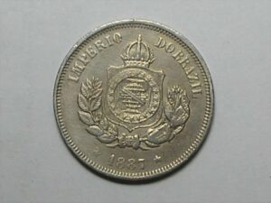 "Brasil" 50 Réis - 1887 Fundo Linhado / Niquel / Soberba / Dificil aparecer assim bonita