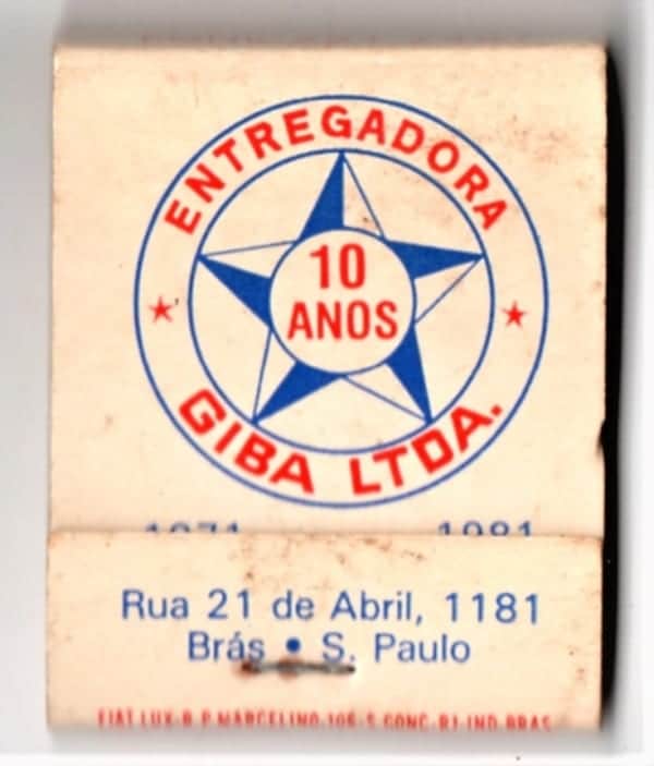 | Casa do Colecionador Caixa De Fosforos - Entregadora Giba São Paulo ( SP ) - Anos 50 - Filuminismo