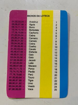 Calendário de Bolso (Tema Loteria) Ano 1985