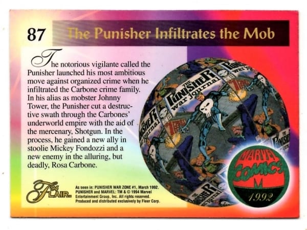 | Casa do Colecionador Card Flair 94 - Marvel Comics - Nº 87 - Punisher vs The Mob