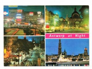 Cartão Postal Antuérpia A Noite - Belgica - Anos 70 ( 2