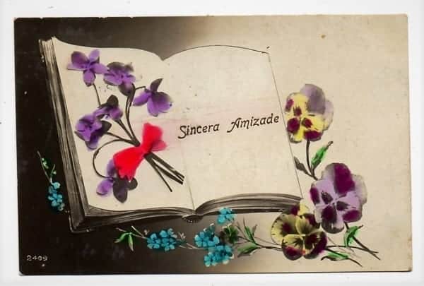 | Casa do Colecionador Cartao Postal - Art Nouveau - Sincera Amizade - Boas Festas - 1914 / 1915