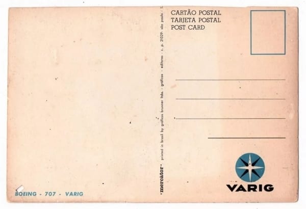 | Casa do Colecionador Cartao Postal Original Varig Boeing 707 441 PP-VJA - Anos 60