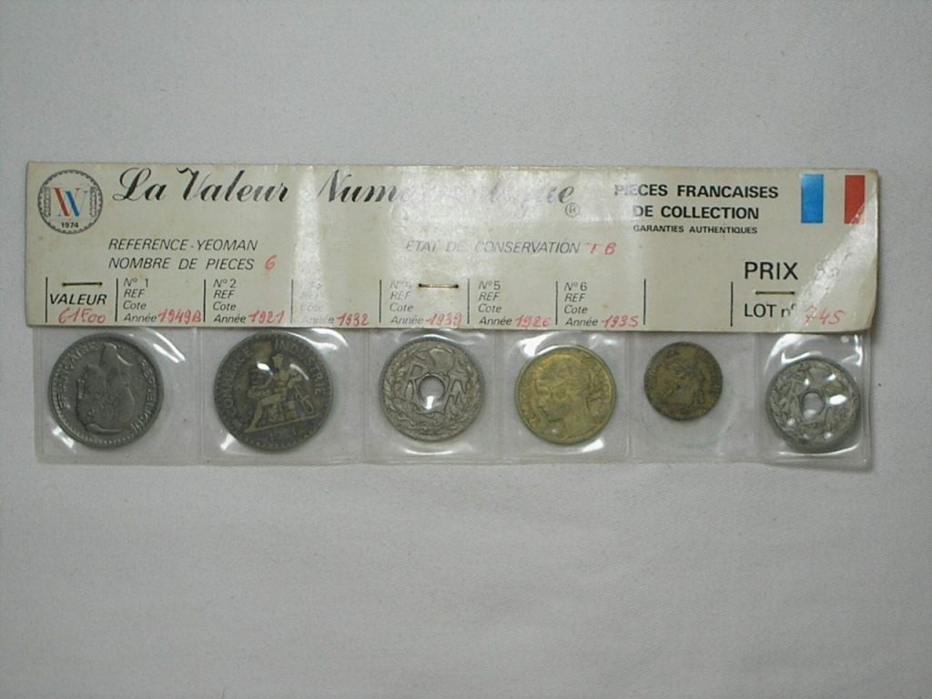 | Casa do Colecionador Cartela 6 Moedas Da França, Datas 1949-b/1921/1932/1939/1926/1935 - Algumas dificeis / m30.1