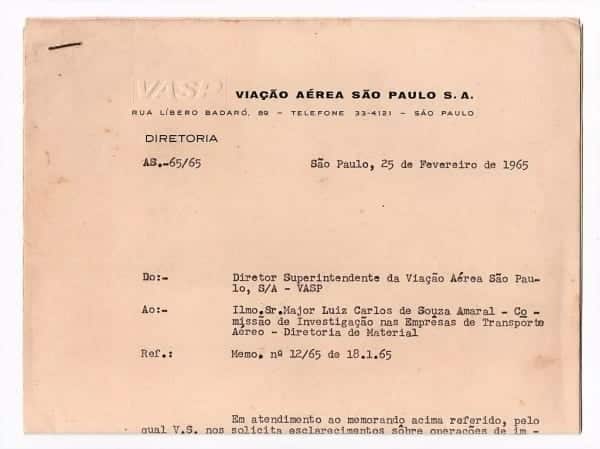 | Casa do Colecionador Documento Aviação Vasp Importação Exportação Avioes 1965
