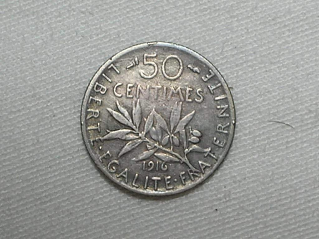 | Casa do Colecionador França) 50 Centimes - 1816 / Prata / Escassa / m30