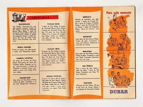 | Casa do Colecionador Livreto Promocional Receitas Dubar - Drinks Bolos e Sorvetes - Anos 60