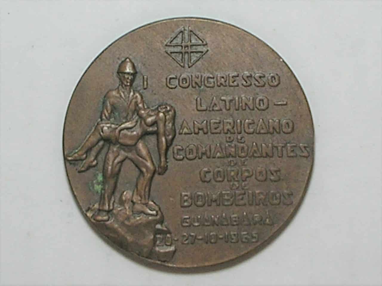 | Casa do Colecionador Medalha do 2º congresso dos Bombeiros do Brasil - 1965 / Bronze, 4 cm / S/Fc