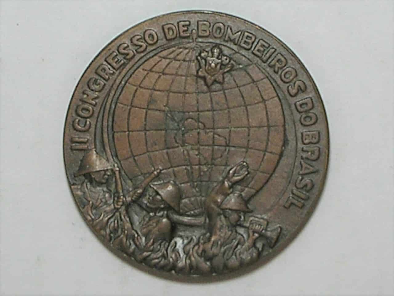 | Casa do Colecionador Medalha do 2º congresso dos Bombeiros do Brasil - 1965 / Bronze, 4 cm / S/Fc