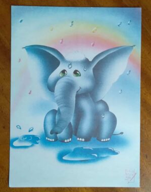 Papel de Carta Decorado Medio Belas Artes 714 / Elefante arco iris