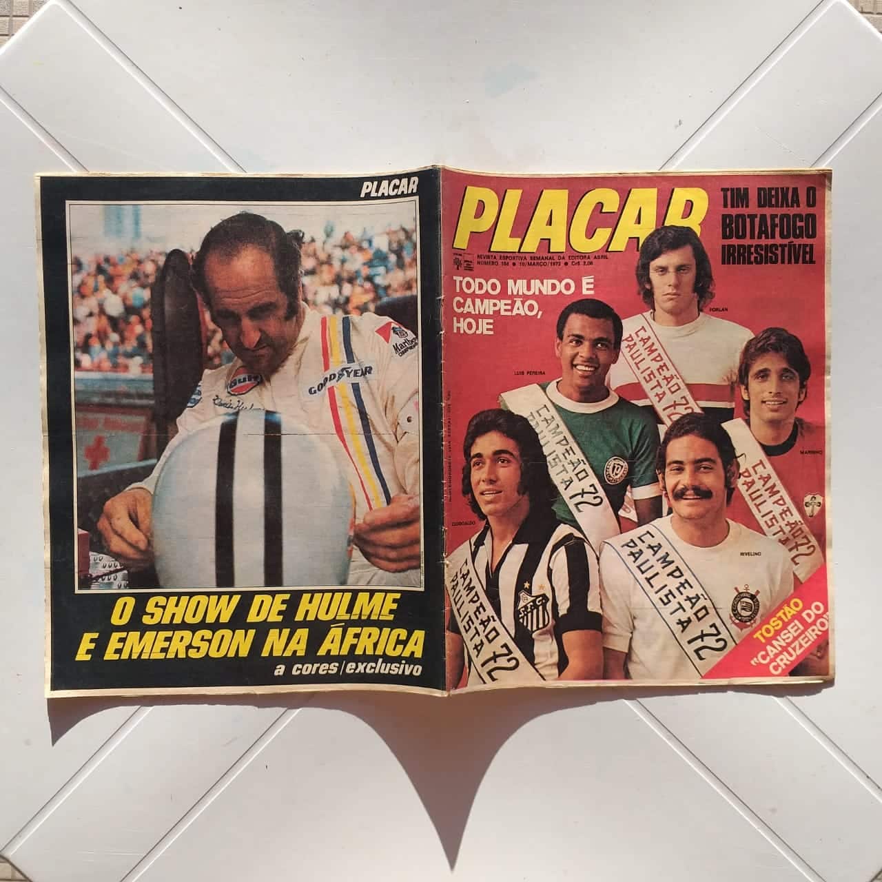 | Casa do Colecionador Placar Nº 0104 (Sem pôster - Com figurinhas da Enciclopédia do Futebol) 10 de Março de 1972 (Revista)