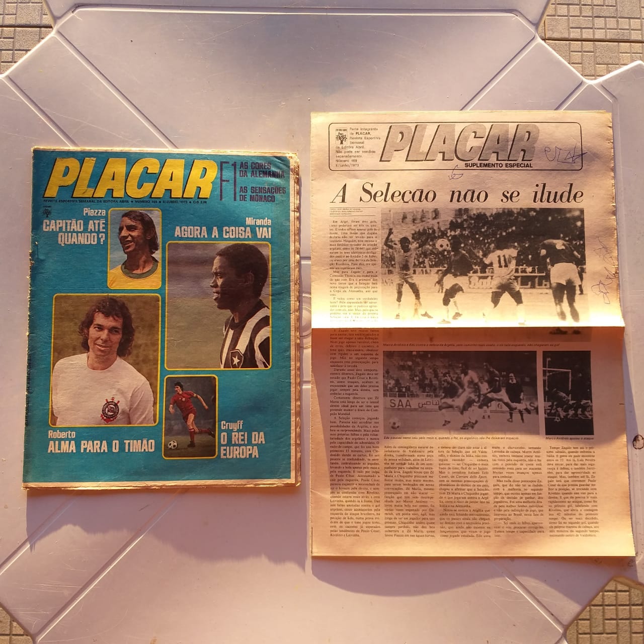 Placar Nº 0169 (Com pôster da Seleção Brasileira 73 + Jornal Suplemento) 8 de Junho de 1973 (Revista)