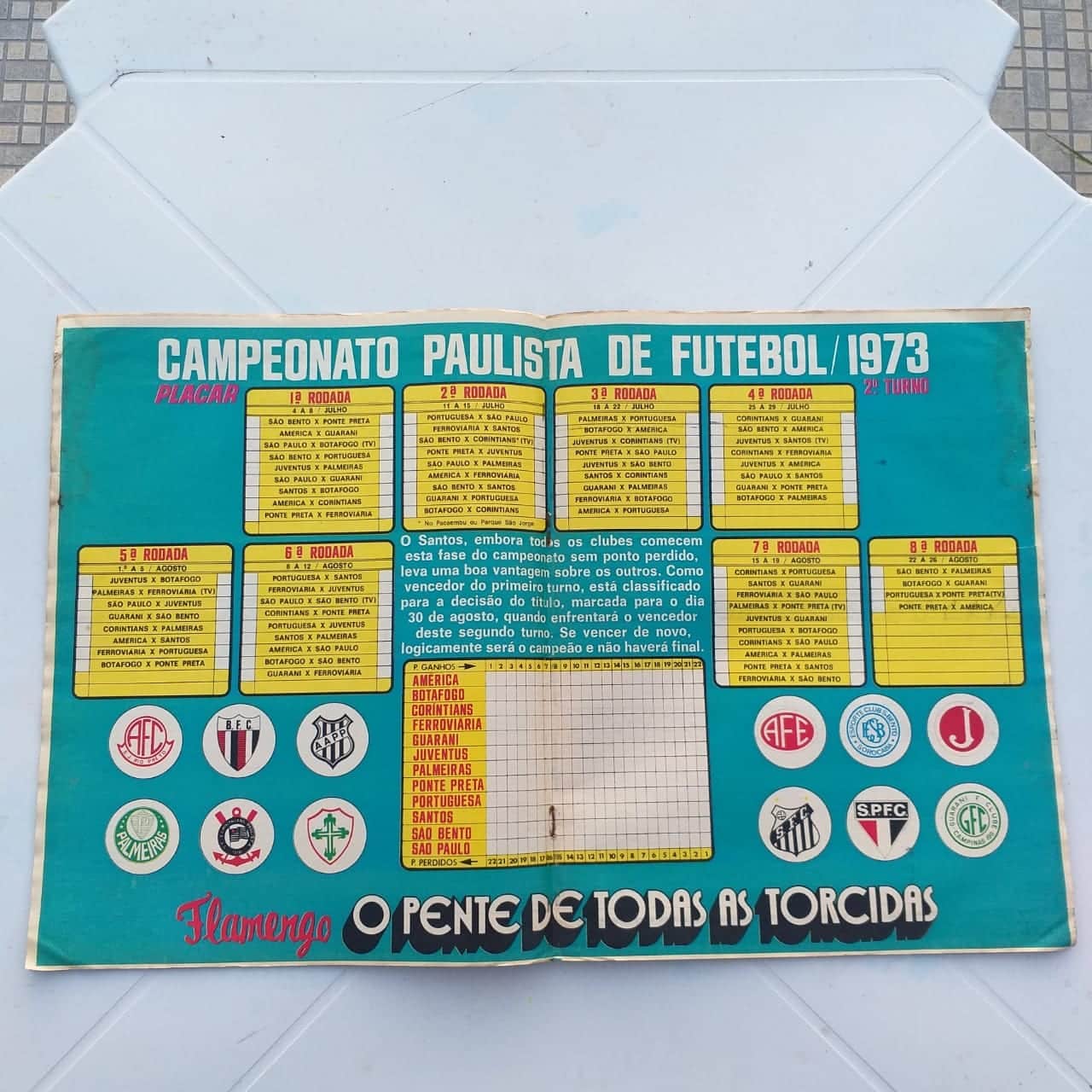 | Casa do Colecionador Placar Nº 0173 (Com Tabela do Campeonato Paulista 73 + Jornal Suplemento) 6 de Julho de 1973 (Revista)