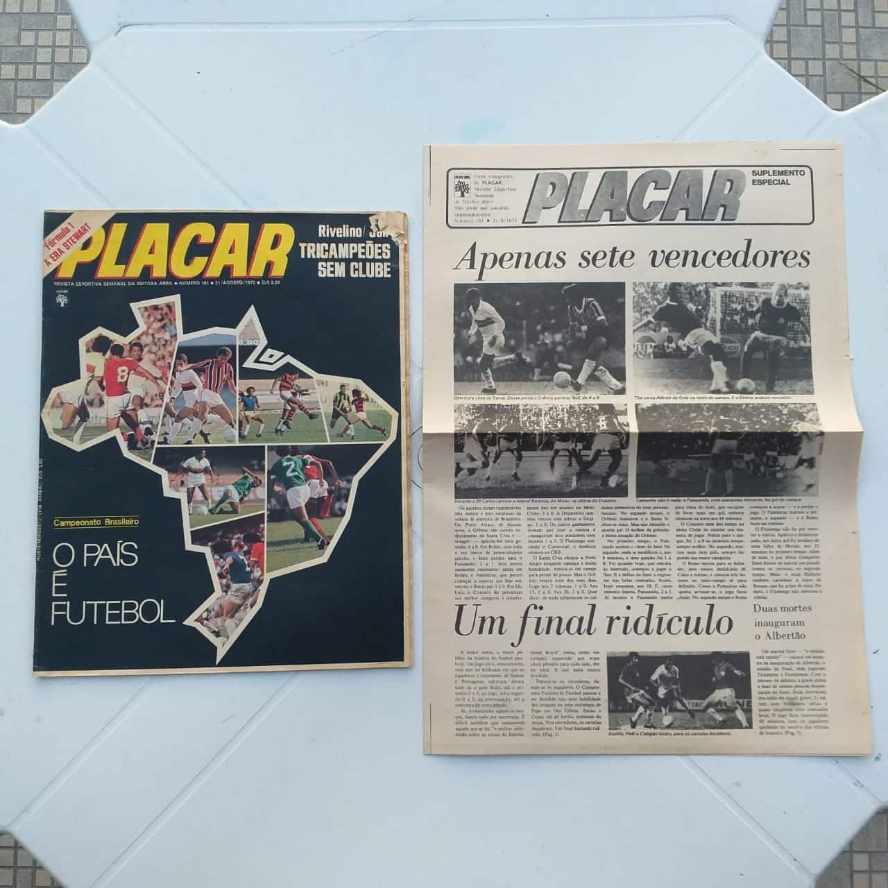 Placar Nº 0181 (Com pôster do Internacional Pentacampeão Gaúcho + Jornal Suplemento) 31 de Agosto de 1973 (Revista)