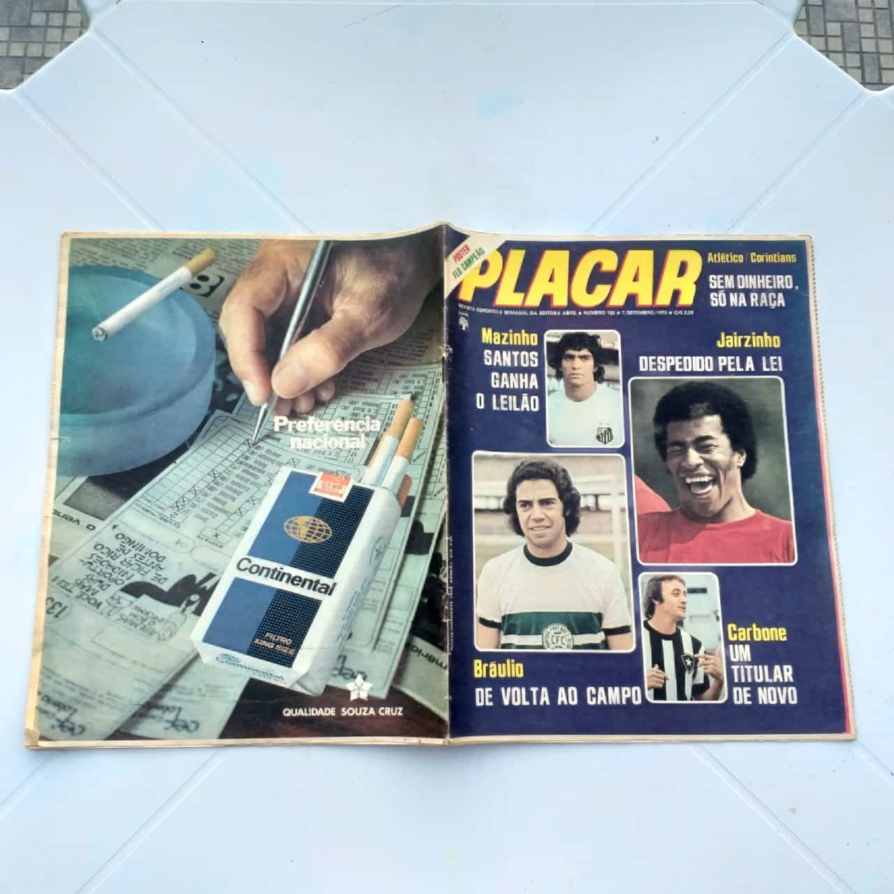 | Casa do Colecionador Placar Nº 0182 (Com pôster do Fluminense - Campeão Carioca 73 + Jornal Suplemento) 7 de Setembro de 1973 (Revista)