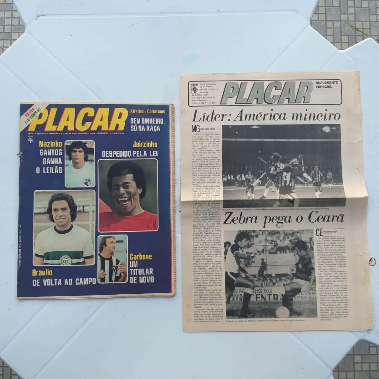 Placar Nº 0182 (Com pôster do Fluminense - Campeão Carioca 73 + Jornal Suplemento) 7 de Setembro de 1973 (Revista)