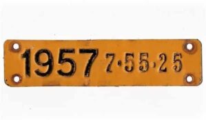 Plaqueta De Licenciamento SP - 1957 - Placa Amarela