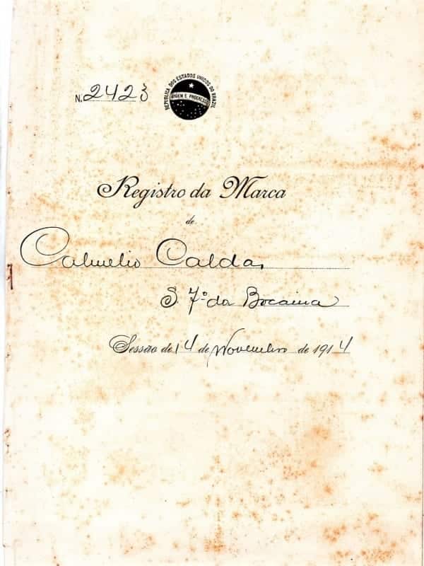| Casa do Colecionador Raro Documento Registro De Marca Calmelio Caldas Xarope Peitoril Farmacia 1914 2