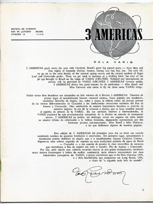 | Casa do Colecionador Revista 3 Américas N° 10 - Varig - 1958