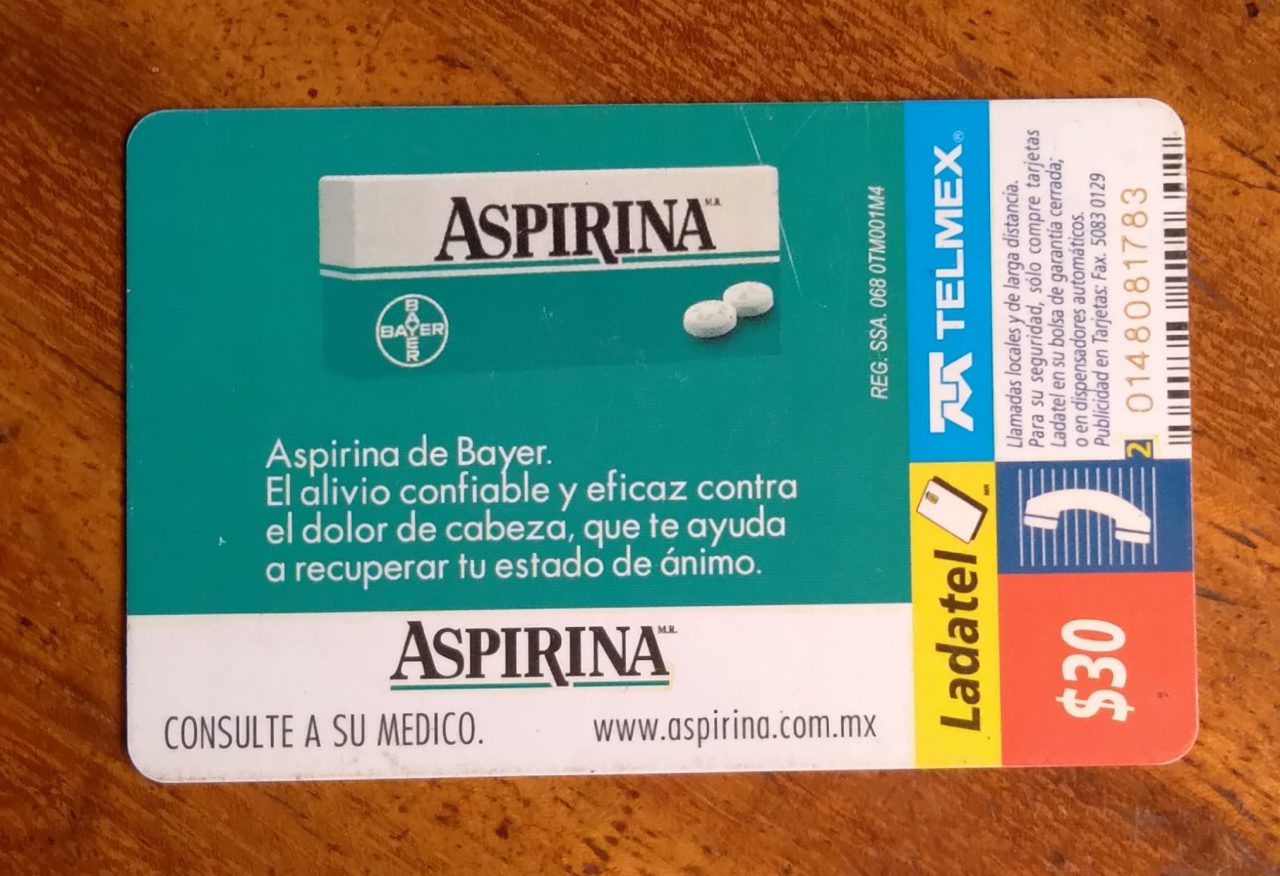 | Casa do Colecionador Cartão México Ladatel Chip / Midia Aspirina da Bayer O.K.