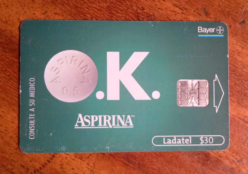 | Casa do Colecionador Cartão México Ladatel Chip / Midia Aspirina da Bayer O.K.