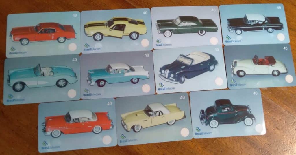| Casa do Colecionador Cartão Telefone Brasil Telecom Miniaturas 2004 / série com 11 carros.
