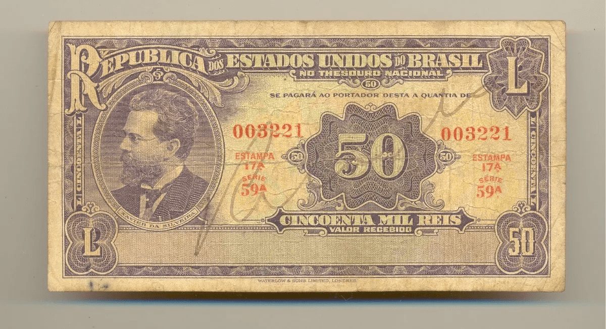 | Casa do Colecionador CÉDULA 50 MIL RÉIS L R130 DE 1936 .