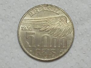 Flor de Cunho) 5.000 Réis - 1936 / Santos Dumont / Prata / / m120.6