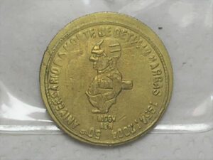 Medalha Aniversário 50 anos da Morte de Getúlio vargas 1954/2004 / Cunhada sobre 2 Cruzeiros 1954 / m100.3