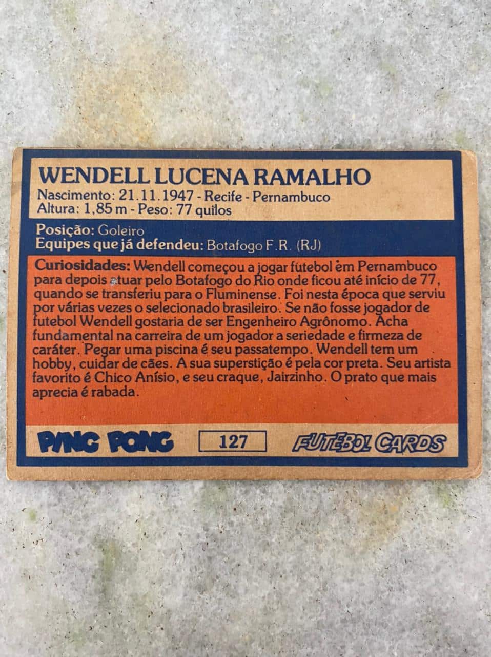 | Casa do Colecionador Ping Pong Futebol Cards N° 127 - Wendell - Fluminense