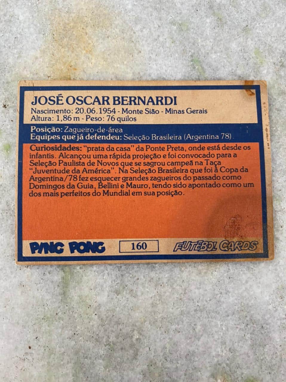 | Casa do Colecionador Ping Pong Futebol Cards N° 160 - Oscar - Ponte Preta