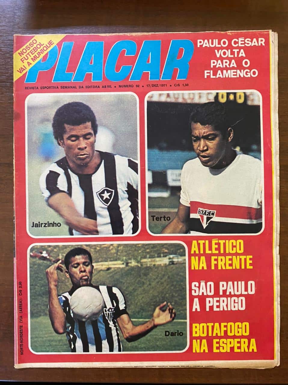 | Casa do Colecionador Revista Placar N 92 - Dezembro de 1971