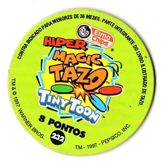 | Casa do Colecionador Tazo – Elma Chips – Hiper Magic Tazo – Nº 232 – Tiny Toon – 1997