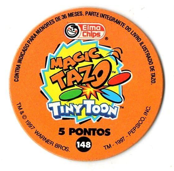 | Casa do Colecionador Tazo – Elma Chips – Magic Tazo – Nº 148 – Tiny Toon – 1997
