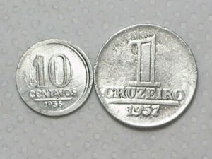 10 Centavos - 1956 / 1 Cruzeiro - 1957 / Soberbas / m180
