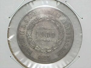 1.000 Réis - 1853 / Império de Petrus 2º - Prata / Soberba - bela patina / m200.1