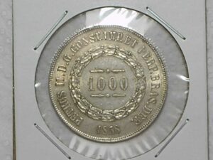 1.000 Réis - 1858 / Império de Petrus 2º - Prata / Variante: Pérolas em chamas / Soberba / m200.2.2