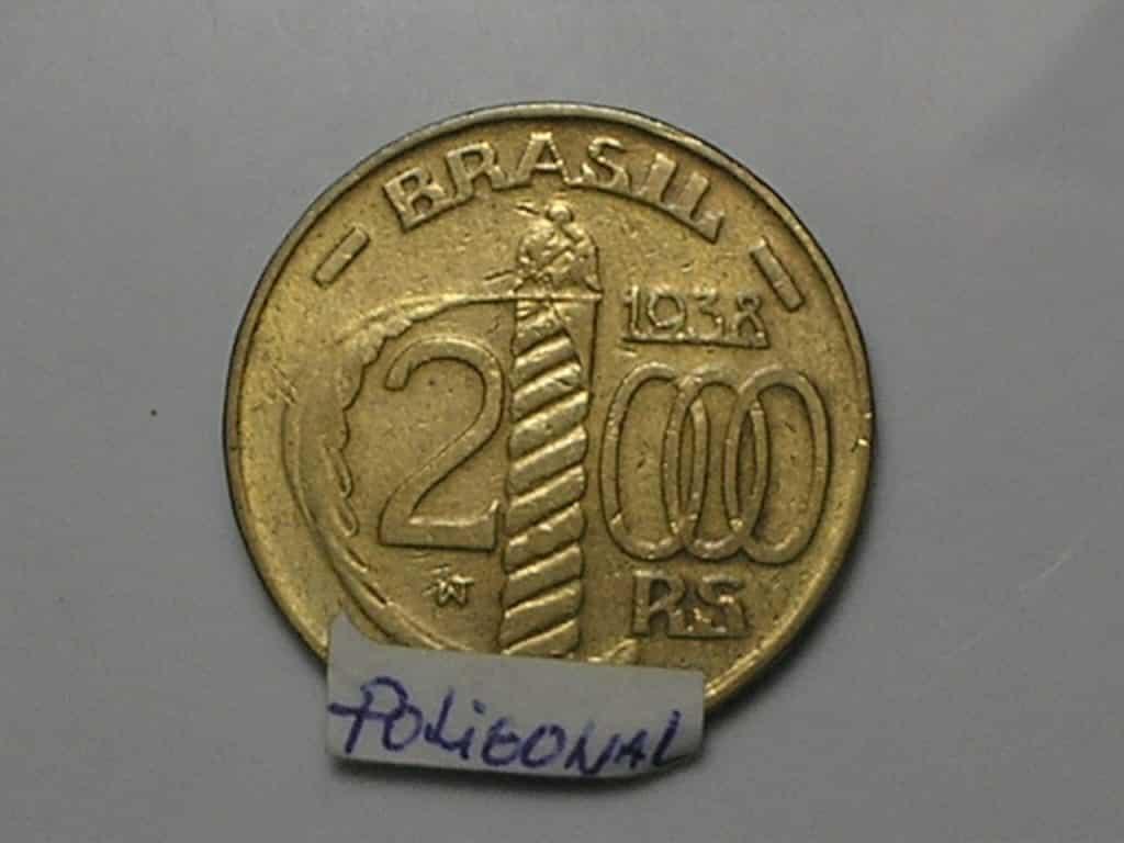 2.000 Réis - 1938 - Poligonal - caxias - Bz/al