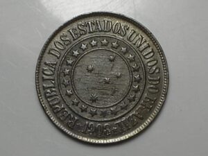 40 Réis - 1908 / Bronze - República - Mbc+ Bela patina