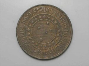 40 Reis 1908 Bronze Republica Mbc Bonita