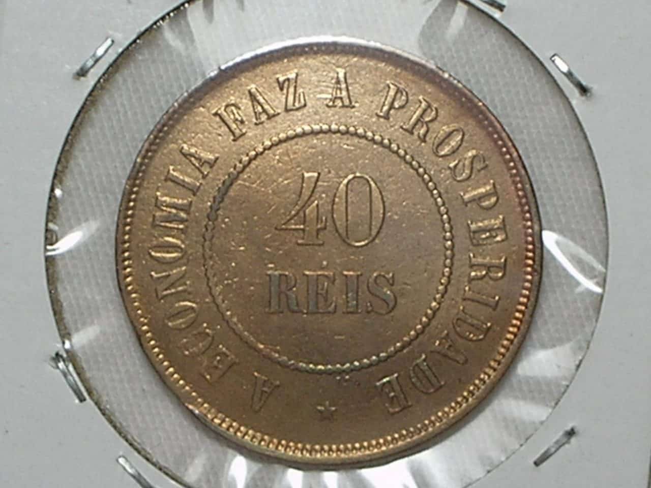 | Casa do Colecionador 40 Réis - 1909 / República - Bronze / Soberba e mais