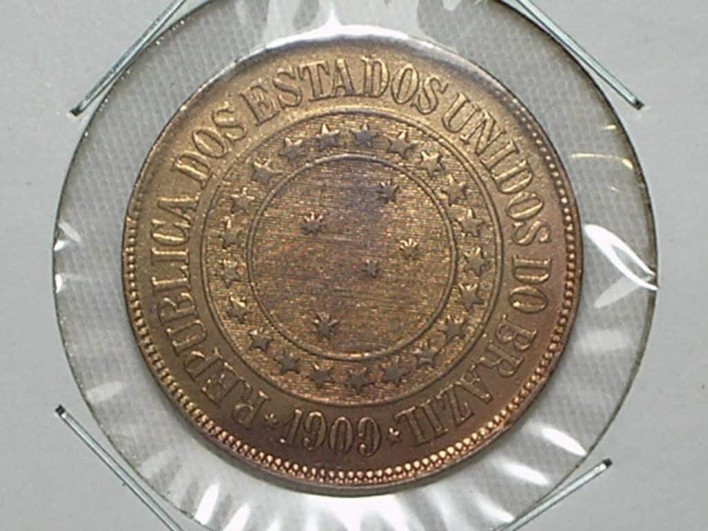 | Casa do Colecionador 40 Réis - 1909 / República - Bronze / Soberba e mais